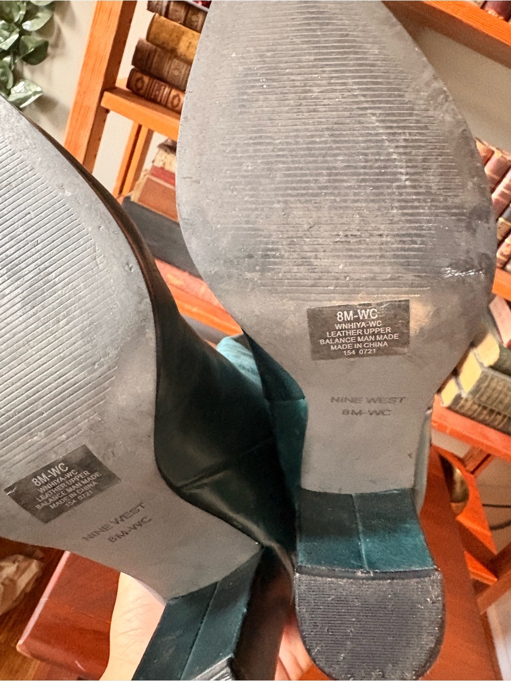 Nine West Teal/Green Knee-High Leather Boots with Block Heel - Picture 10 of 13
